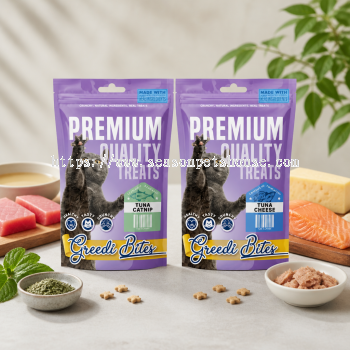 Greedi Bite Premium Cat Treats with Catnip & Crunchy Bites - Tasty Dental Health Snacks
