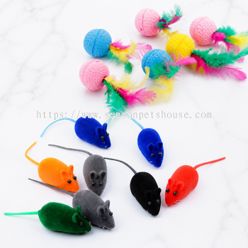 Cat Toys Ball and Feather with Squeaky Mouse by Nargos - Durable and Fun