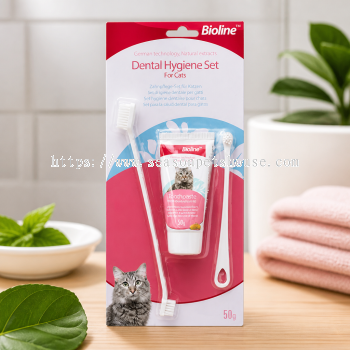 Bioline Cat Dental Care Set: Cheese Flavoured Toothpaste & Brush for Fresh Breath