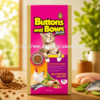 Buttons & Bows Omega Pride Dry Cat Food for Healthy Skin & Coat 8kg/18kg