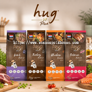 Hug Plus Dog Dry Food 15kg - Complete & Balanced Nutrition with Chicken, Lamb, Salmon, Turkey