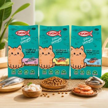Kucinta Cat Dry Food with Ocean Fish for Healthy Vision & Coat 1kg