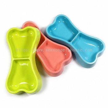 Bone Shape Dual Pet Bowl Double Feeder for Cats and Dogs   Safe, Easy-Clean Design by Season Pets House