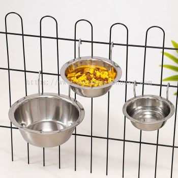 Stainless Steel Pet Cage Bowl Hanger for Dogs & Cats - Durable, Easy to Clean