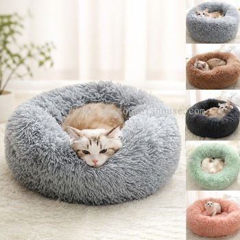 SimplyBest Luxury Fur Donut Cuddler Pet Bed for Cats and Small Dogs - Soft, Cozy Comfort