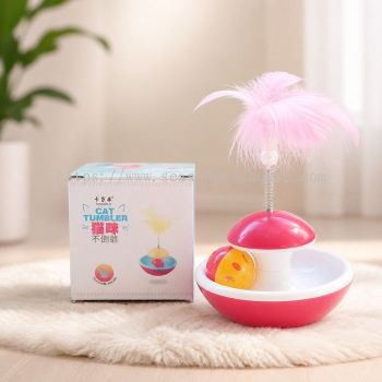 Cat Feather Bell Tumbler Toy with Feather and Bell for Interactive Play by EASYMEOW