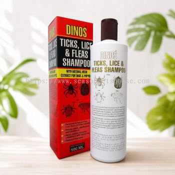 Dinos Ticks, Lice & Fleas Dog Shampoo with Natural Neem Extract   Gentle Tick & Flea Control by REASY STOCK