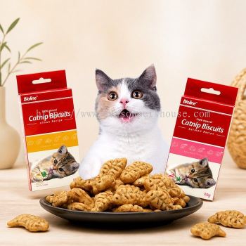 Bioline Natural Catnip Biscuits 80g Cat Treats with Cod Fish & Salmon Flavours