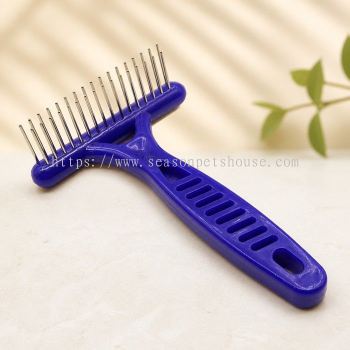 Double Row Dog Rake Comb for Long-Haired Dogs   Durable Stainless Steel Grooming Brush by Caly