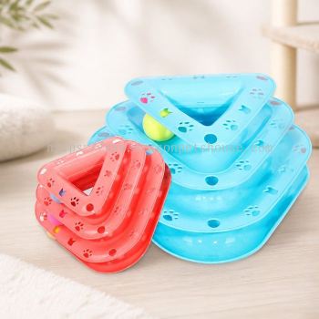 Triangle 3-Layer Interactive Ball Track Cat Toy by Season Pets House - Engaging Play for Cats