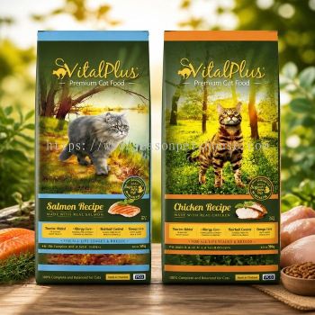 Vitalplus Premium Dry Cat Food with Real Chicken & Salmon | Balanced Nutrition for All Cats
