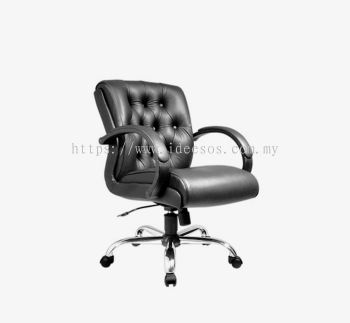 iGF 6002C (L) | Director Office Chair | Low Back Button-Tufted Director Office Chair c/w Chrome Base