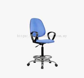 iBS-DRAF 200CR (A) | Drafting Chair c/w Chrome Base with Chrome Footring (with Armrest)