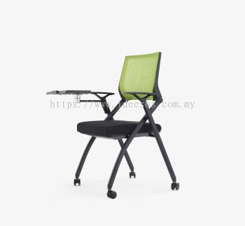 iTM 2145 (T) | Foldable Student Chair c/w 4-Legged Epoxy Black Metal Base with Castor & Tablet (with Armrest)