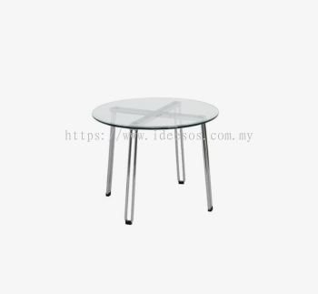 iCL 7733-RT | Round Side Table | Glass Top Side Table | Metal and Glass Side Table