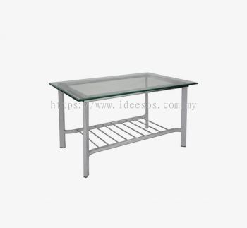 iCL 9900 -RET | Rectangular Coffee Table with "Chrome" Metal Base and Tempered Glass Top