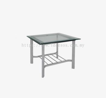 iCL 9900 -ST | Square Coffee Table (Square Side Table) with "Chrome" Metal Base and Tempered Glass Top