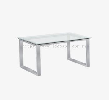 iCL 9944 -RET | Rectangular Coffee Table with "Epoxy" Metal Base and Tempered Glass Top