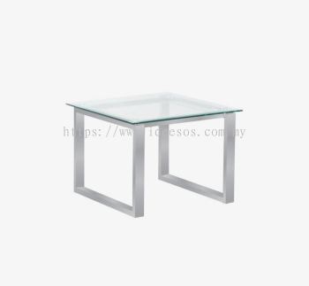 iCL 9944 -ST | Square Coffee Table (Square Side Table) with "Epoxy" Metal Base and Tempered Glass Top