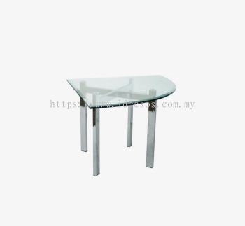 iMC 9608 -QT | Triangle Coffee Table (Triangle Side Table) with "Chrome" Metal Base and Tempered Glass Top