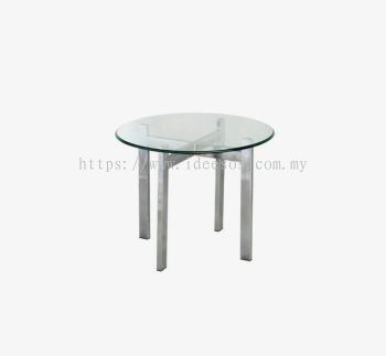 iMC 9608 -RT | Round Coffee Table (Round Side Table) with "Chrome" Metal Base and Tempered Glass Top