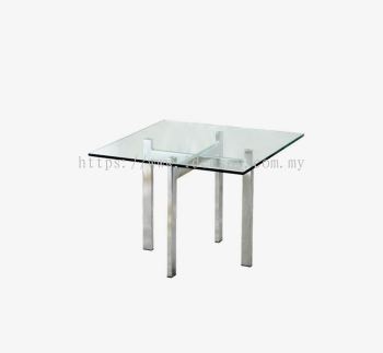 iMC 9608 -ST | Square Coffee Table (Square Side Table) with "Chrome" Metal Base and Tempered Glass Top