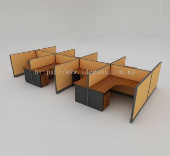 8 Seater Workstation | Full Board Partition Workstation without Wire Trunking, Standard L-Shape Table & Mobile Pedestal