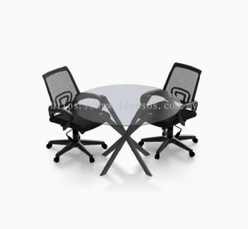 iFOX-SPIDER (GLASS) Series | Round Meeting Table with Glass Top | Round Discussion Table with Glass Top