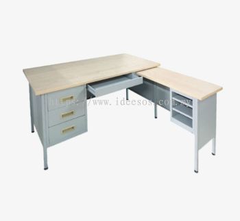 iS101/MT | 5' L-Shape Steel Pedestal Desk with Melamine Chipboard Top