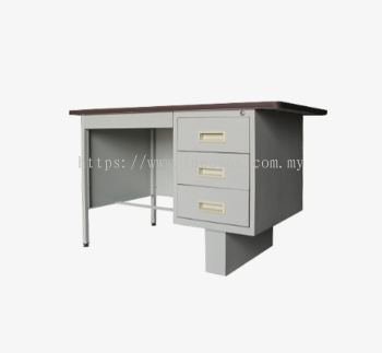 iS102/LTBL | 4' Single Pedestal Steel Desk with Block Leg (Black Linoleum Top)