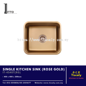 ITTO Single Kitchen Sink IT-4540T(RG) Rose Gold - 18-Inch Topmount Stainless Steel Sink