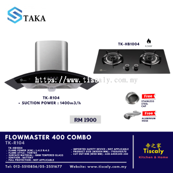 TAKA FLOWMASTER 400 TK-R104 Cooker Hood & TK-HB1004 Cooking Hob Combo   Premium Kitchen Ventilation and Cooking Solution