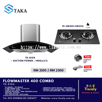 TAKA FLOWMASTER 400 TK-R104 Cooker Hood & TK-HB1001/HB1010 Cooking Hob Combo   Premium Kitchen Ventilation and Cooking Solution