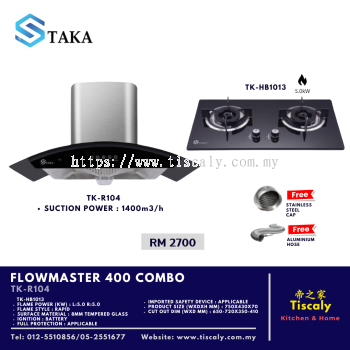 TAKA FLOWMASTER 400 TK-R104 Cooker Hood & TK-HB1013 Cooking Hob Combo   Premium Kitchen Ventilation and Cooking System