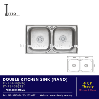 ITTO DOUBLE KITCHEN SINK IT-7843B (NA/SS)   Premium Nano Coated Stainless Steel, Dual Bowl Sink with Modern Design