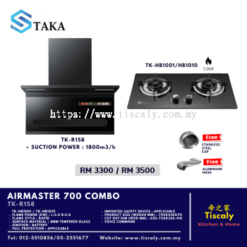 TAKA AIRMASTER 700 TK-R158 Cooker Hood & TK-HB1001/HB1010 Cooking Hob Combo