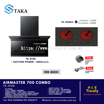 TAKA AIRMASTER 700 TK-R158 Cooker Hood & TK-HOB03 Cooking Hob Combo