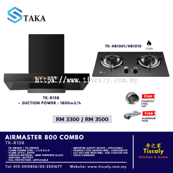 TAKA AIRMASTER 800 TK-R158 Cooker Hood & TK-HB1001/HB1010 Cooking Hob Combo