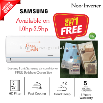 Samsung 2.5hp Wall Mounted R32 Non Inverter Model : AR24TGHQABUNME/ AR24TGHQABUXME)