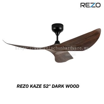 REZO KAZE 52" CEILING FAN 3 BLADE DARK WOOD