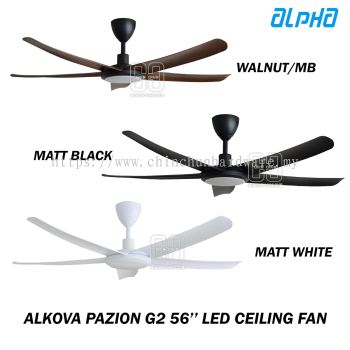 ALPHA ALKOVA PAZION G2-5B/56 LED CEILING FAN -MATT WHITE, MATT BLACK, WALNUT/MB