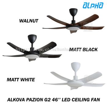 ALPHA ALKOVA PAZION G2-5B/46'' LED CEILING FAN -MATT WHITE, MATT BLACK, WALNUT/MB