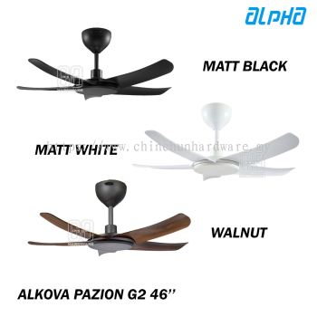 ALPHA ALKOVA PAZION G2-5B 46'' CEILING FAN -MATT WHITE, MATT BLACK, WALNUT/MB