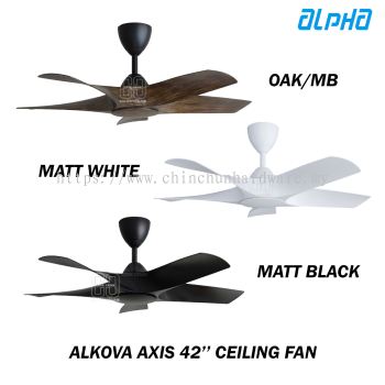 ALPHA ALKOVA AXIS 42’' CEILING FAN - OAK/MB, MATT WHITE, MATT BLACK