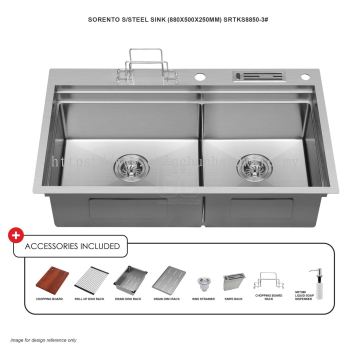 SORENTO STAINLESS STEEL SINK SRTKS8850-3 (880x500x250MM)