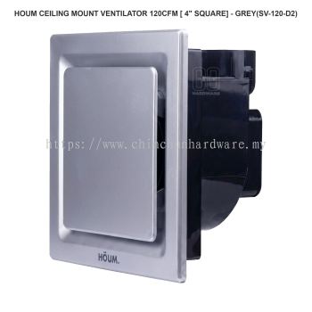 HOUM CEILING MOUNT VENTILATOR 120CFM 4" SQUARE GREY SV 120 D2