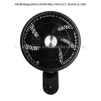 HOUM 80deg OSCILLATION WALL FAN 12" BLACK C-12W