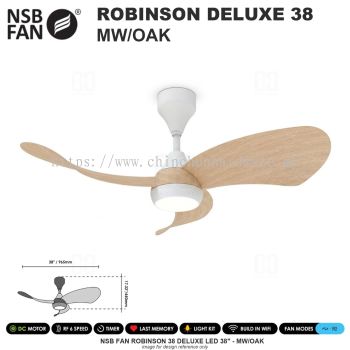 NSB FAN ROBINSON DELUXE LED 38" MW/OAK