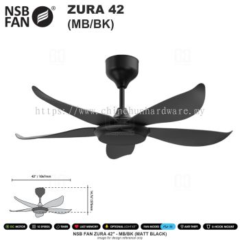NSB FAN ZURA 42" MB/BK (MATT BLACK)