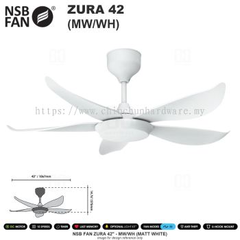 NSB FAN ZURA 42" MW/WH (MATT WHITE)